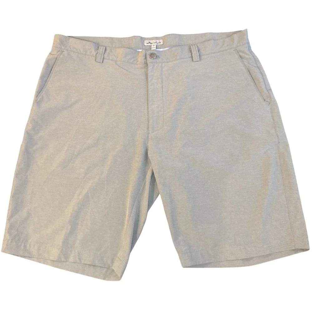 Peter Millar Performance Shorts Mens 40 Gray Flat Front Golf Tech Coastal Summer